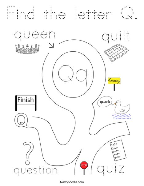 Find the letter Q. Coloring Page