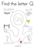 Find the letter Q Coloring Page