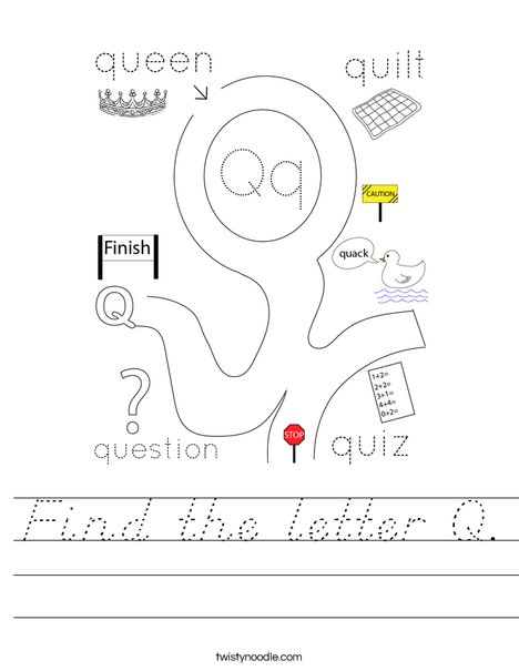 Find the letter Q. Worksheet
