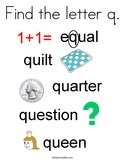 Find the letter q Coloring Page