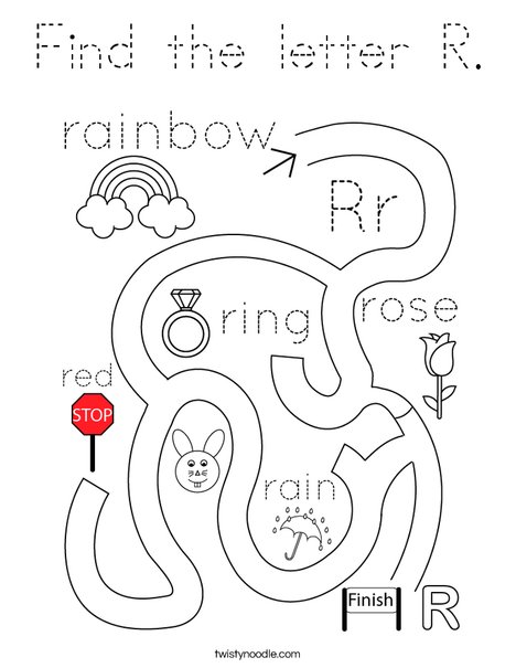 Find the letter R. Coloring Page
