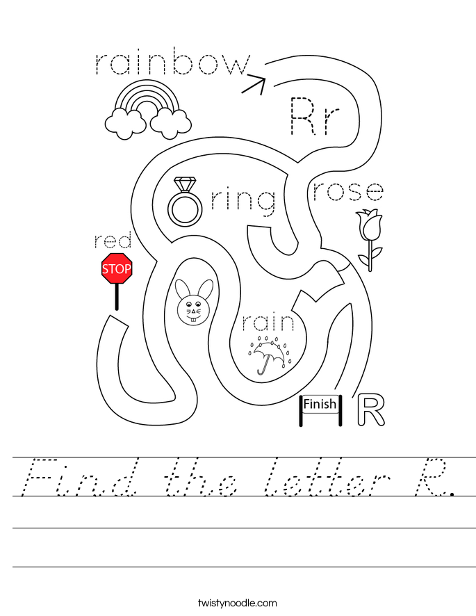 Find the letter R. Worksheet