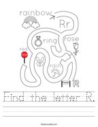 Find the letter R Handwriting Sheet