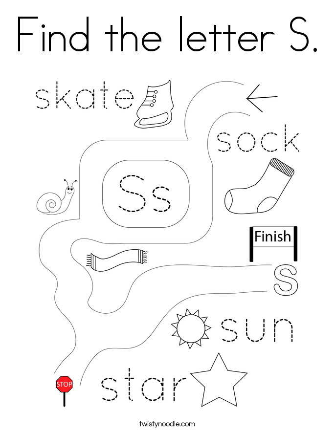 Find the letter S. Coloring Page