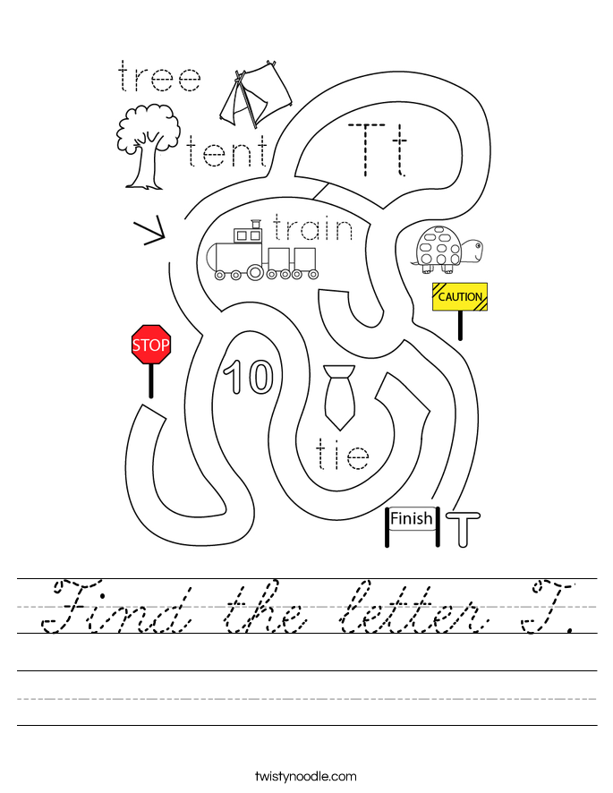 Find the letter T. Worksheet