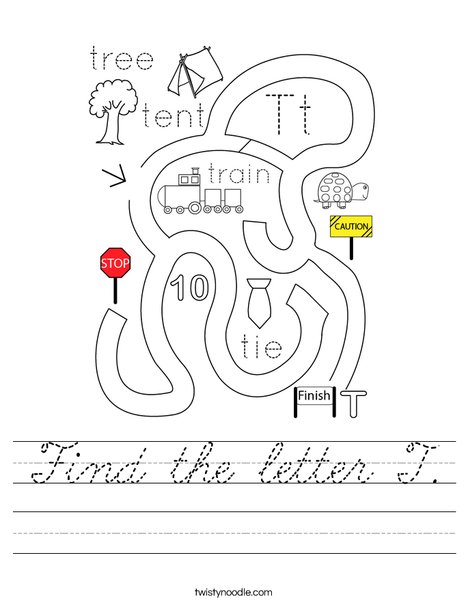 Find the letter T. Worksheet