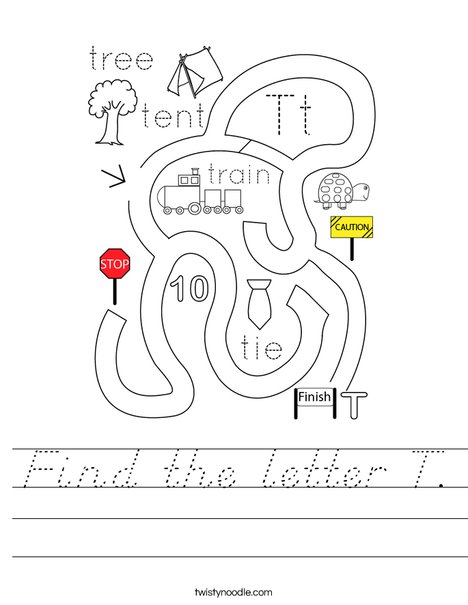 Find the letter T. Worksheet