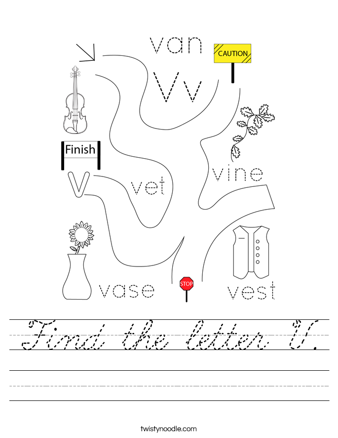 Find the letter V. Worksheet