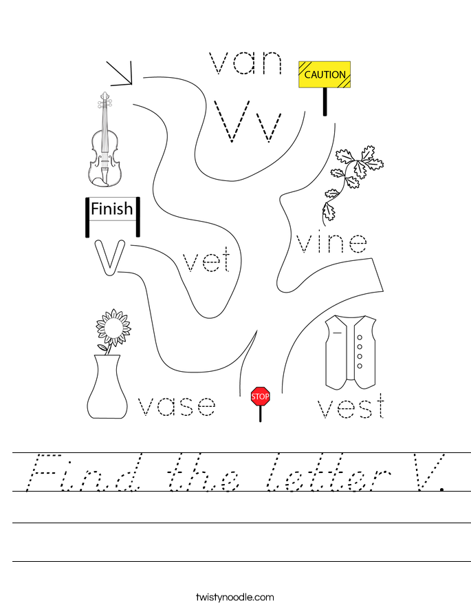 Find the letter V. Worksheet