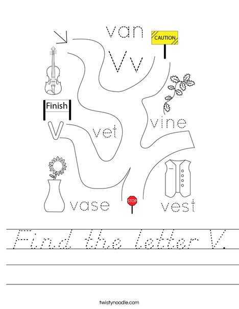 Find the letter V. Worksheet