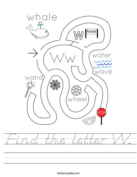 Find the letter W. Worksheet