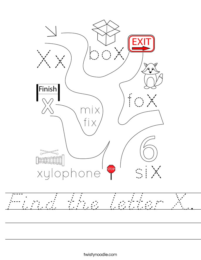 Find the letter X. Worksheet