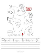 Find the letter X Handwriting Sheet