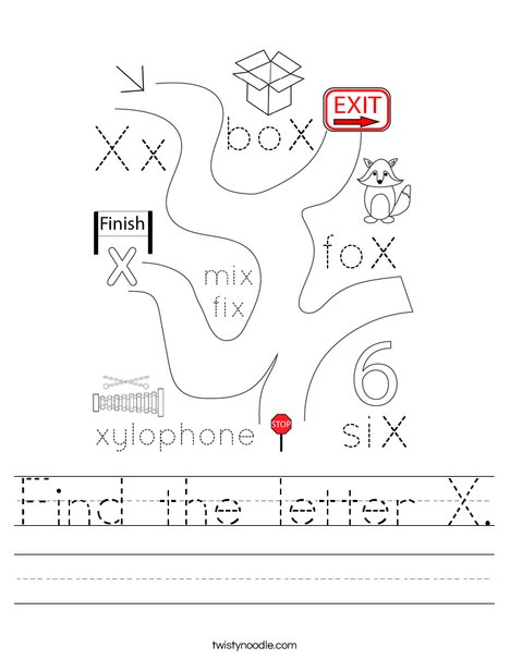 Find the letter X. Worksheet