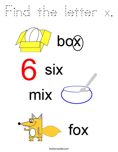 Find the letter x. Coloring Page