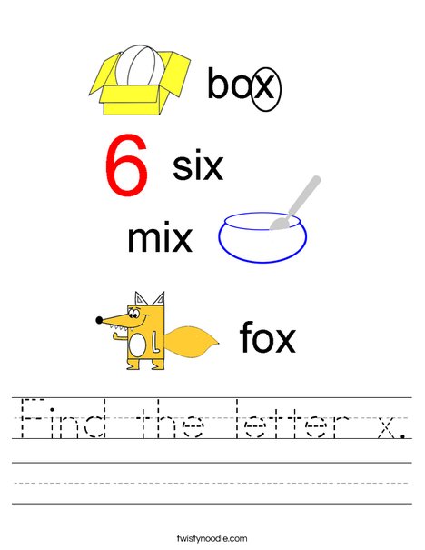 find the letter x worksheet twisty noodle