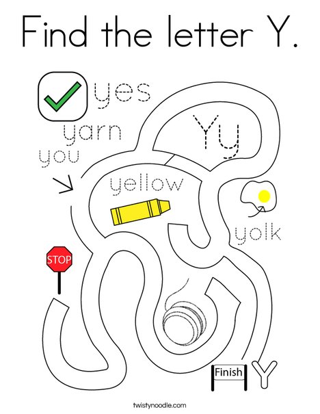 Find the letter Y. Coloring Page