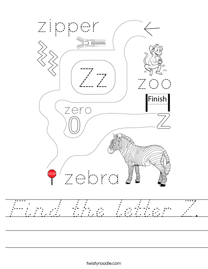 Find the letter Z. Worksheet