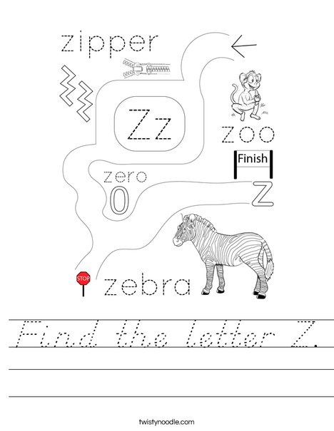 Find the letter Z. Worksheet