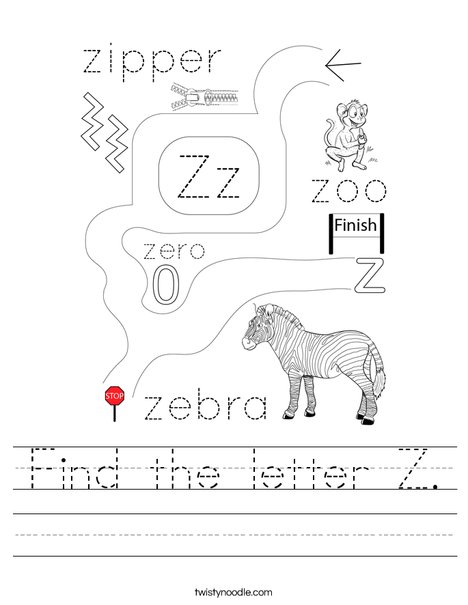 Find the letter Z. Worksheet