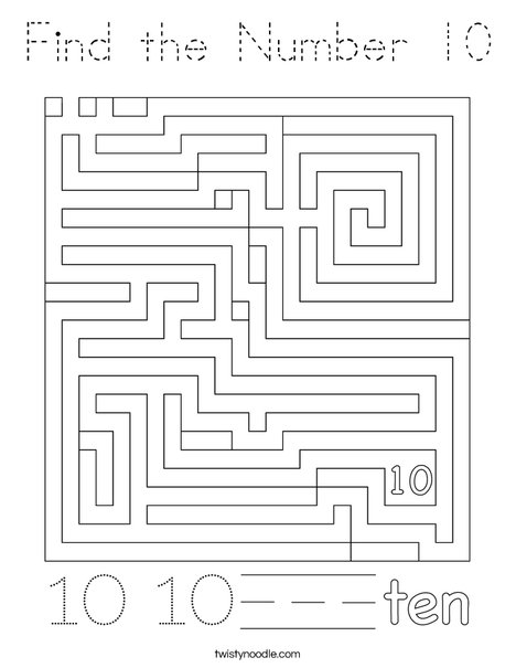 Find the Number 10 Coloring Page