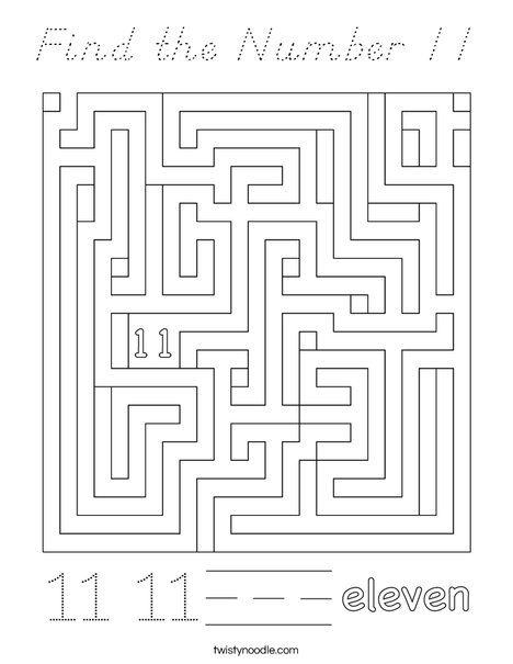 Find the Number 11 Coloring Page