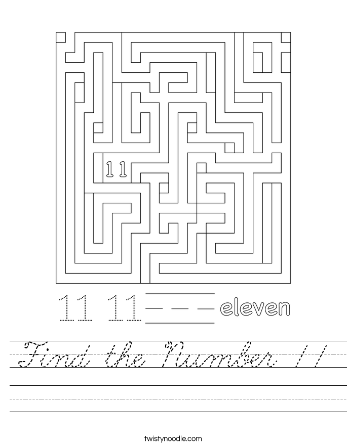 find-the-number-11-worksheet-cursive-twisty-noodle