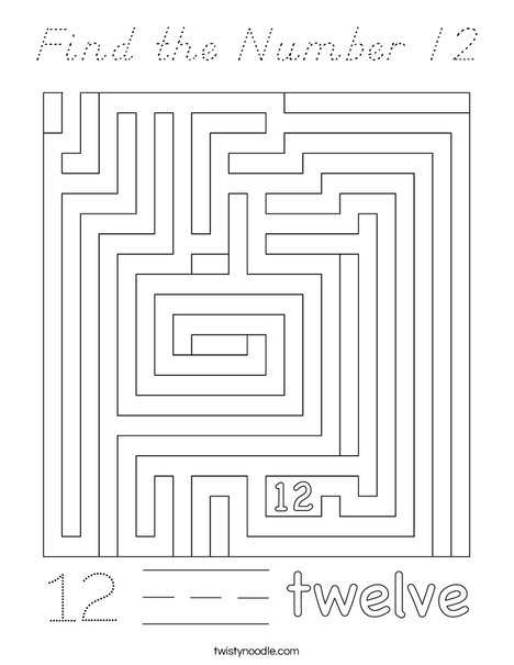 Find the Number 12 Coloring Page
