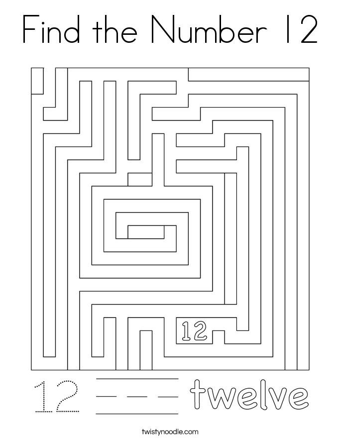 Find the Number 12 Coloring Page