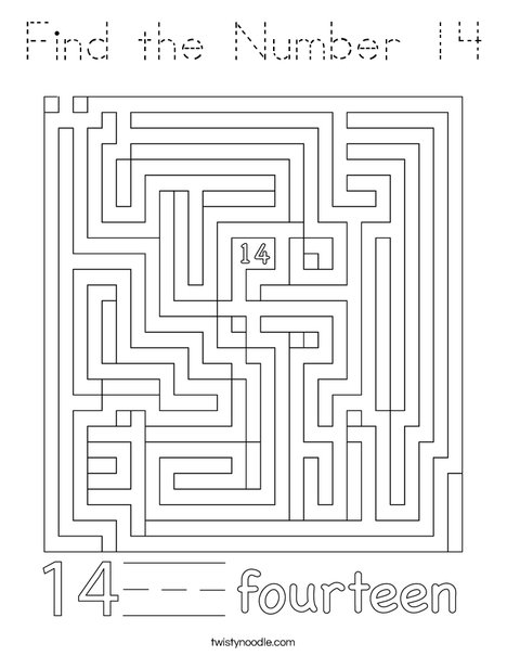 Find the Number 14 Coloring Page