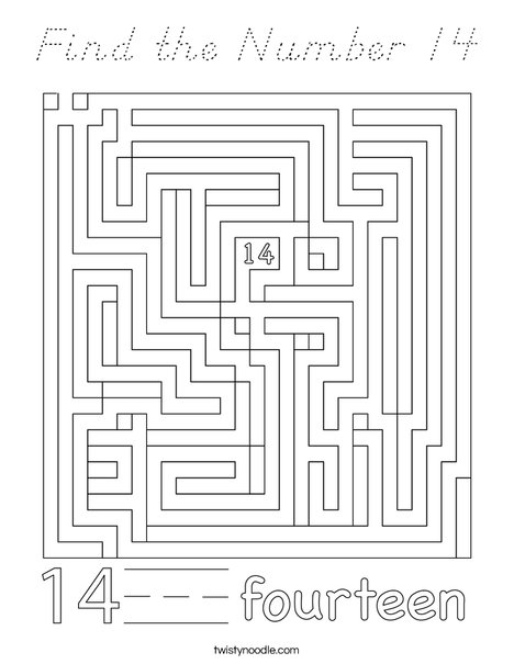 Find the Number 14 Coloring Page