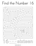 Find the Number 16 Coloring Page
