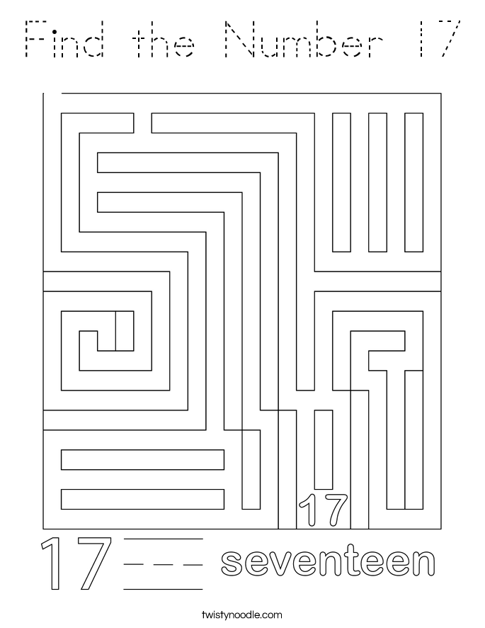 Find the Number 17 Coloring Page