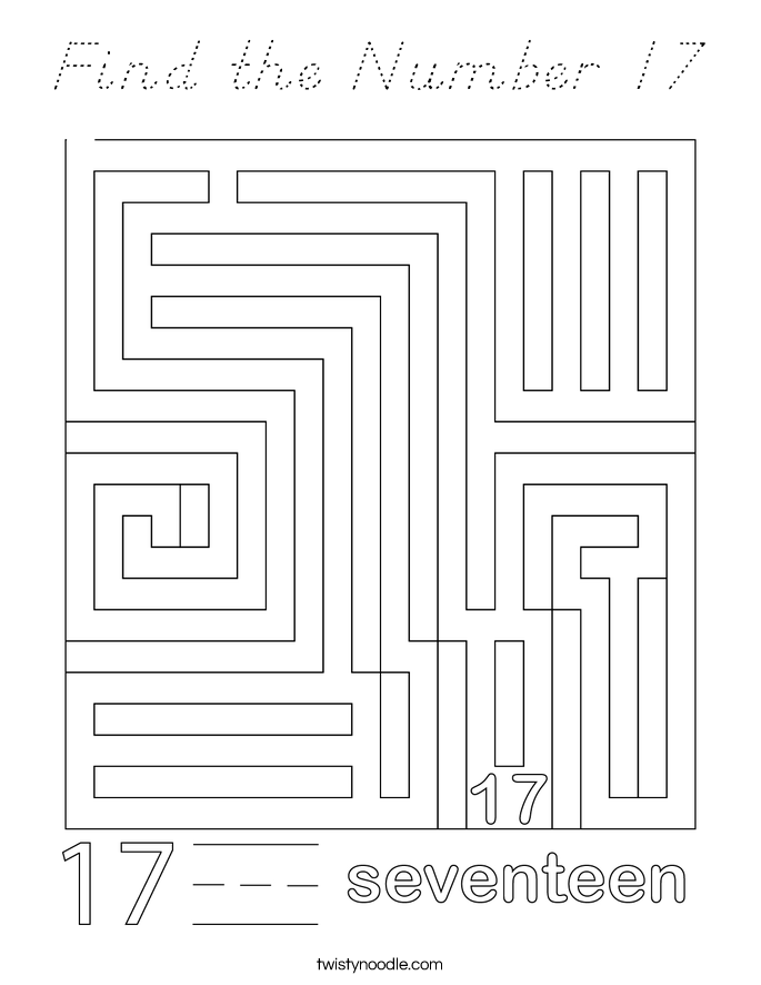 Find the Number 17 Coloring Page