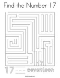 Find the Number 17 Coloring Page