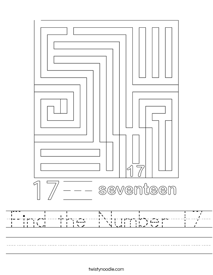 Find the Number 17 Worksheet