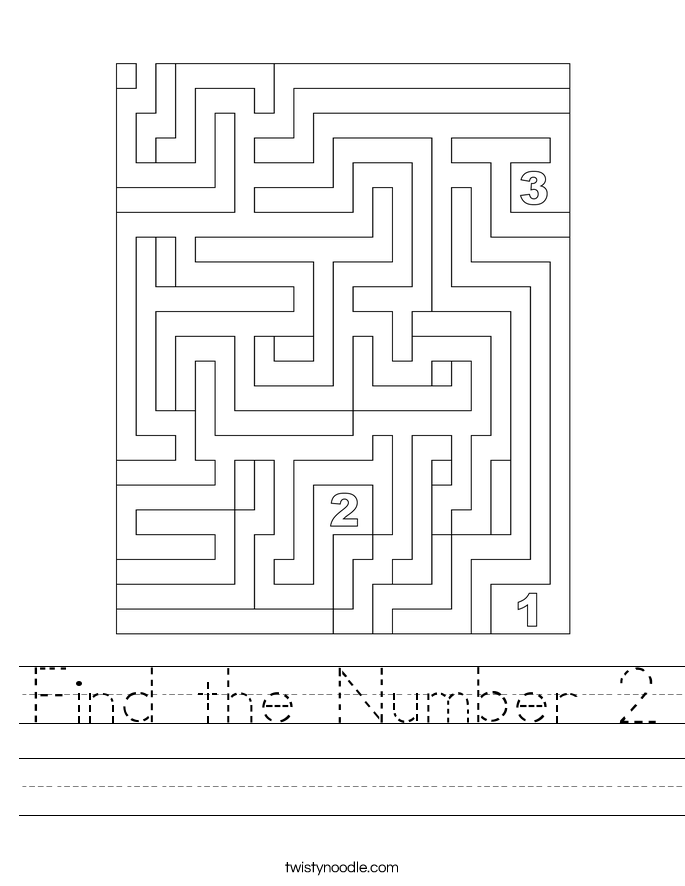 Find The Number 2 Worksheet Twisty Noodle