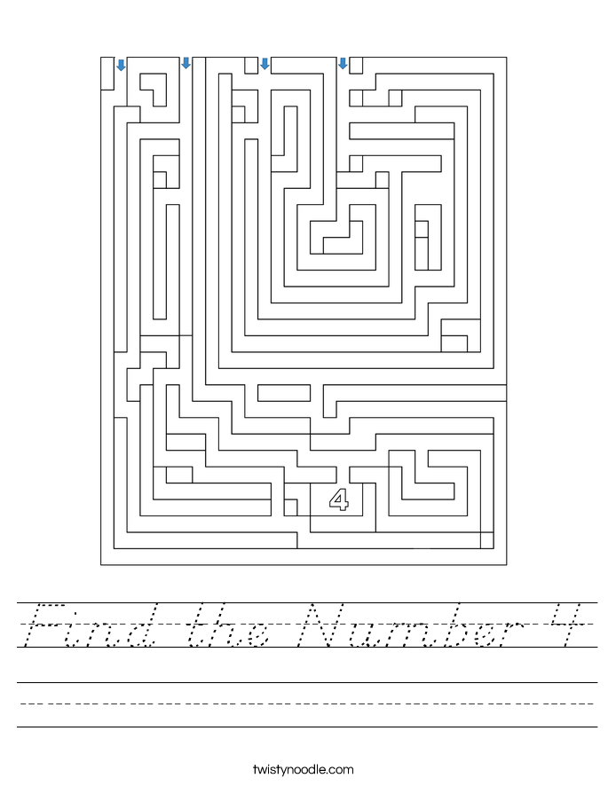 find-the-number-4-worksheet-d-nealian-twisty-noodle