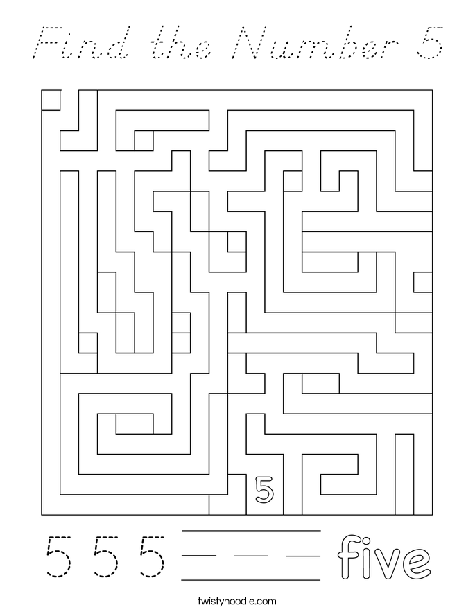 Find the Number 5 Coloring Page