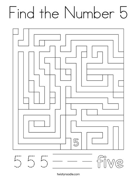 Find the Number 5 Coloring Page