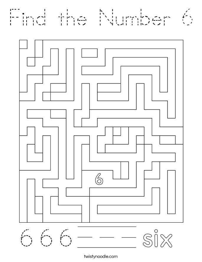 Find the Number 6 Coloring Page