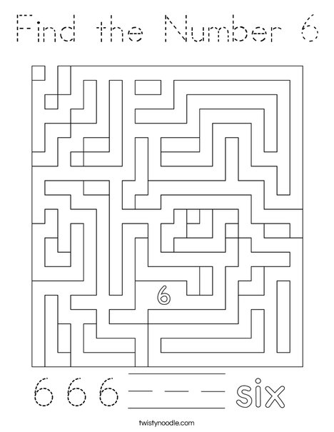 Find the Number 6 Coloring Page