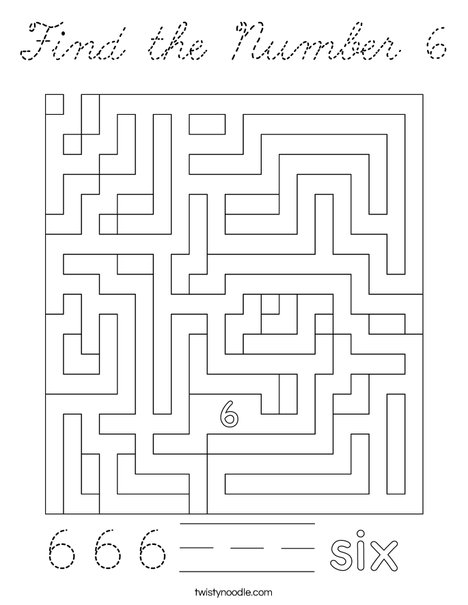 Find the Number 6 Coloring Page