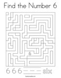 Find the Number 6 Coloring Page
