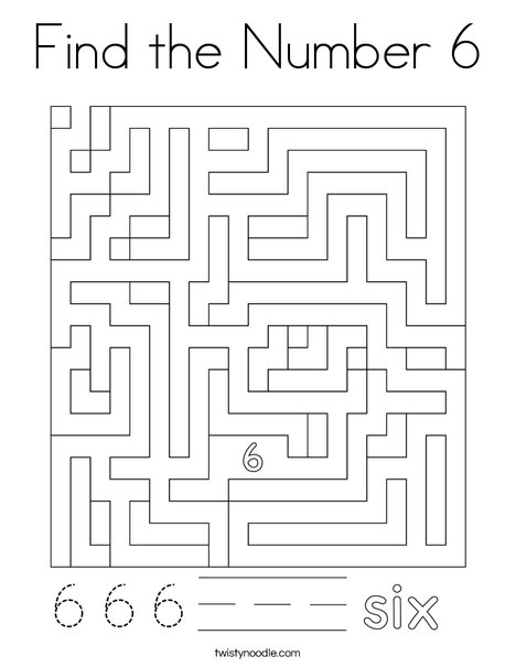 Find the Number 6 Coloring Page
