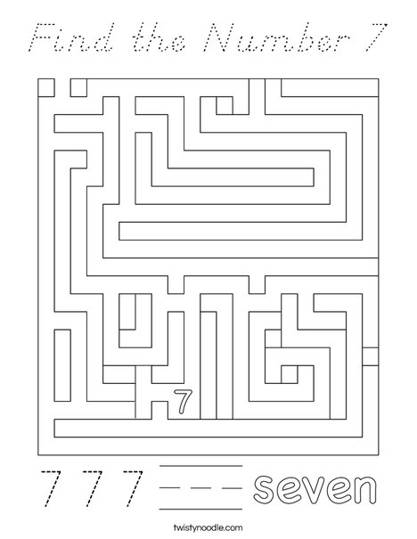Find the Number 7 Coloring Page