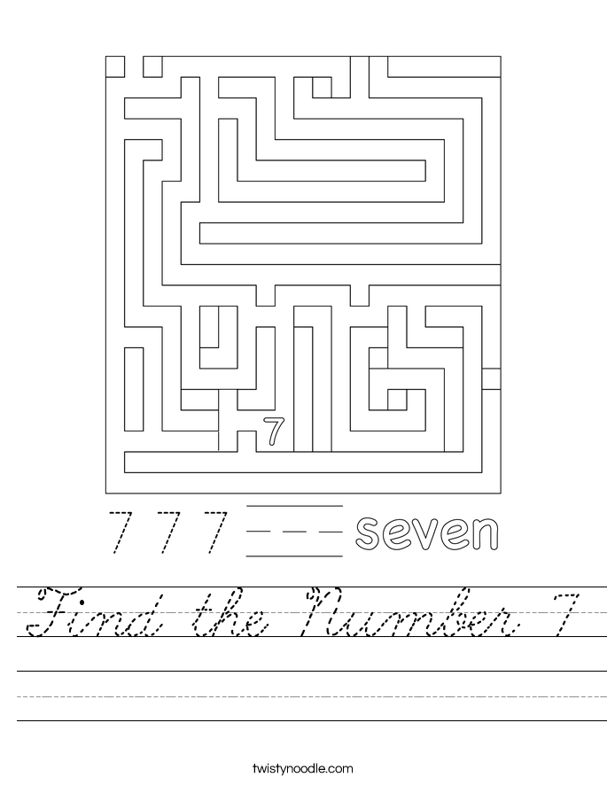 Find the Number 7 Worksheet