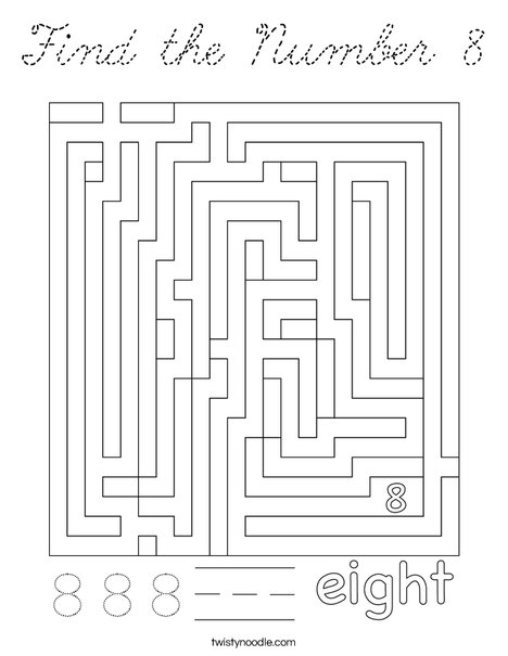 Find the Number 8 Coloring Page