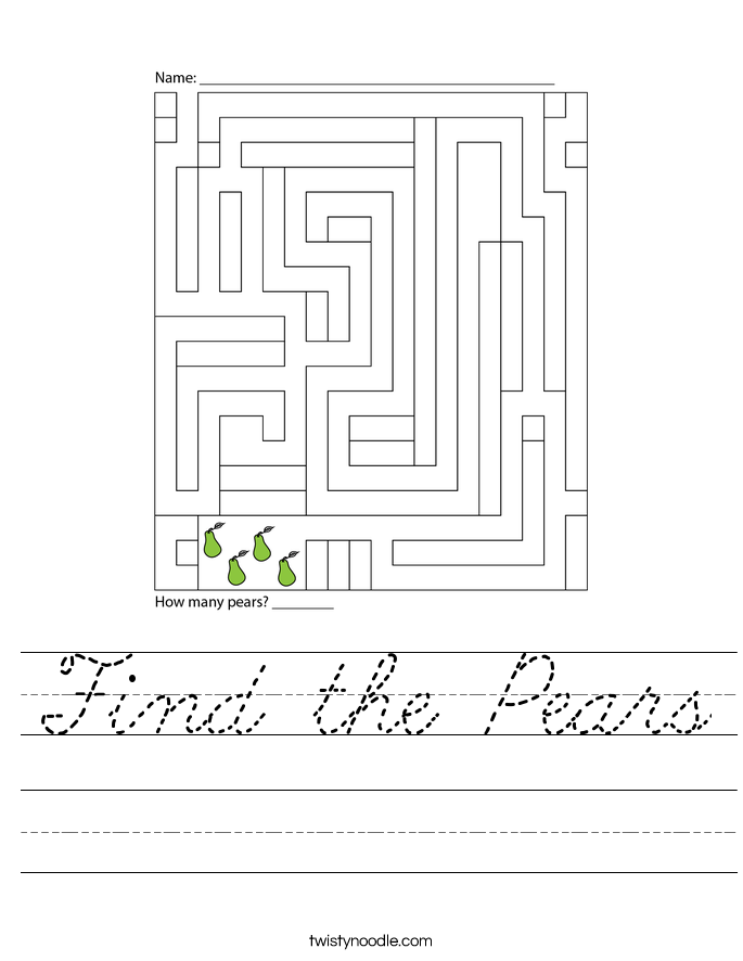 Find the Pears Worksheet