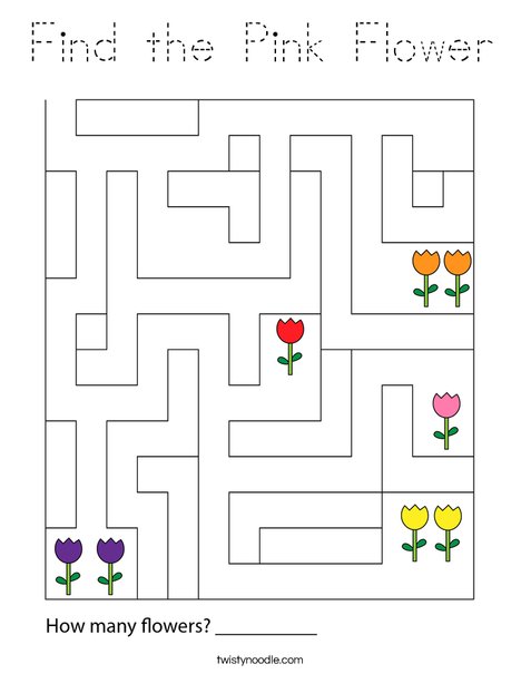 Find the Pink Flower Coloring Page